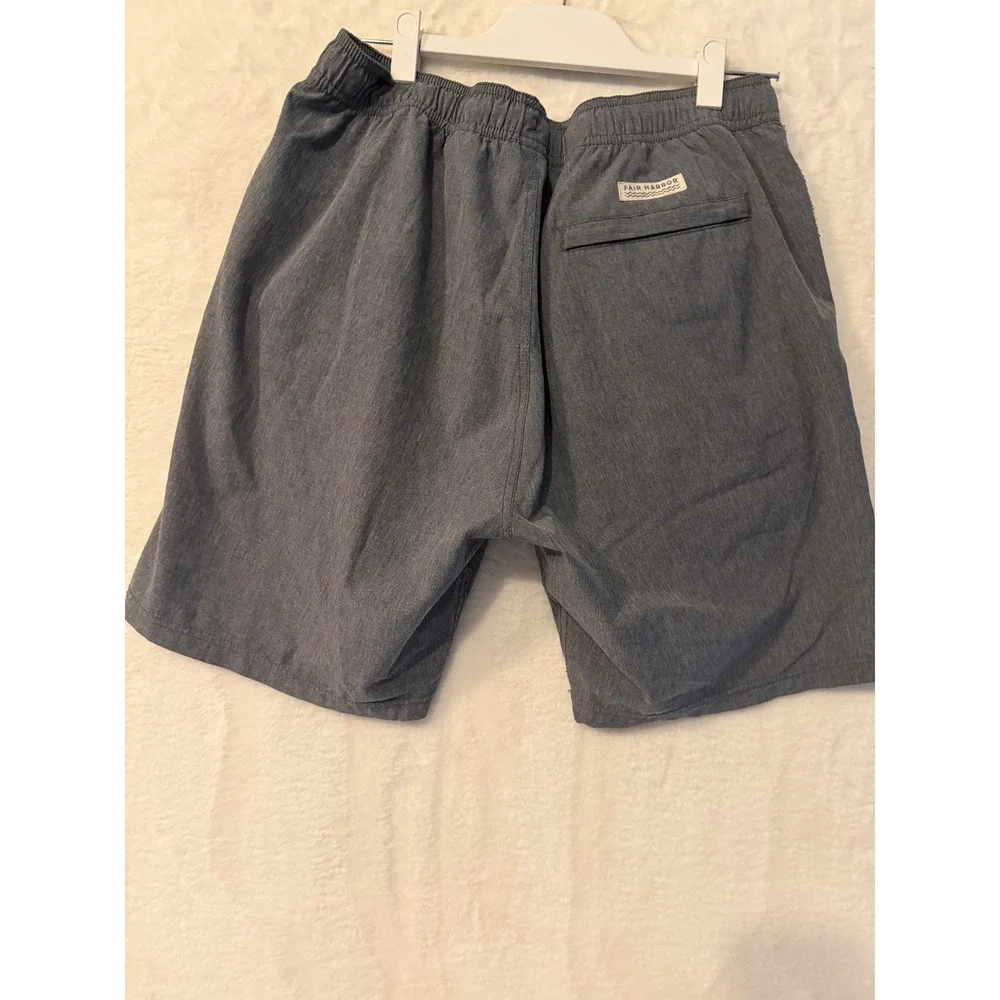 Mens Heather Grey Hybrid Performance Swim Shorts with Liner Drawstring Waist